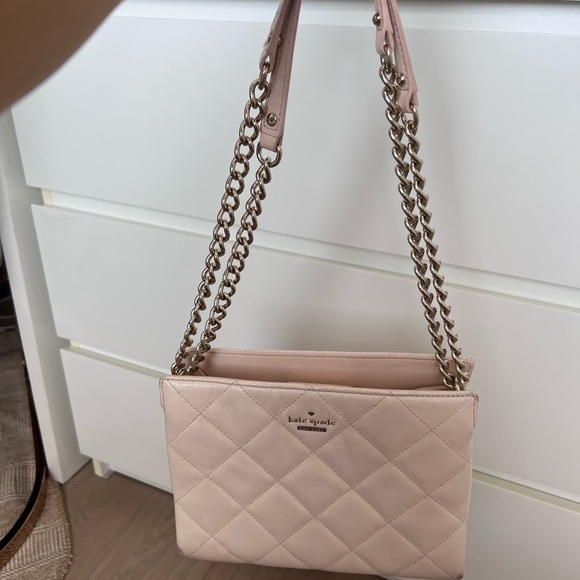 Kate Spade Blush Pink Quilted Gold Chain Crossbody Handbag - Picture 7 of 16